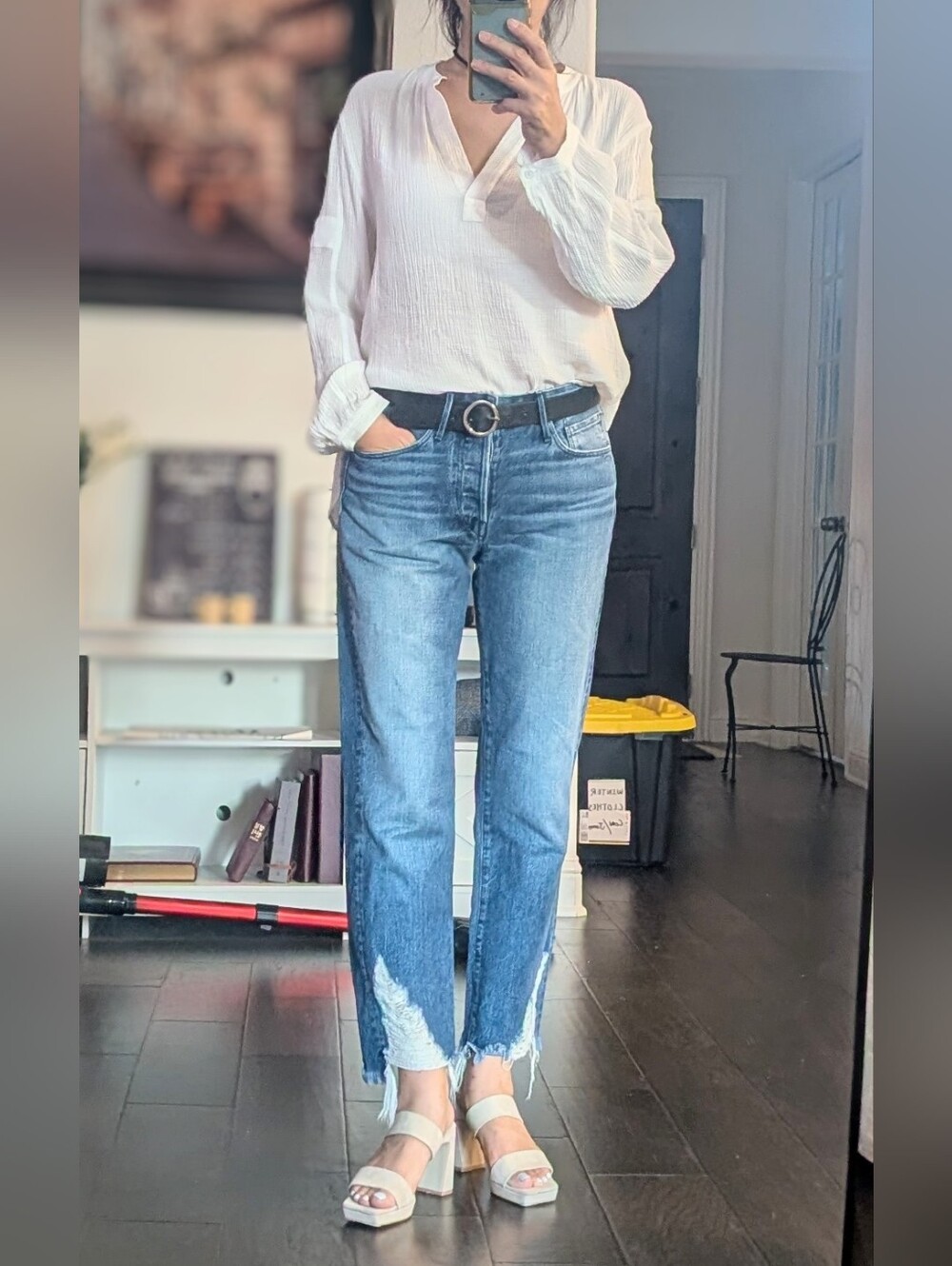 3x1 Light Blue Cropped Straight Jeans